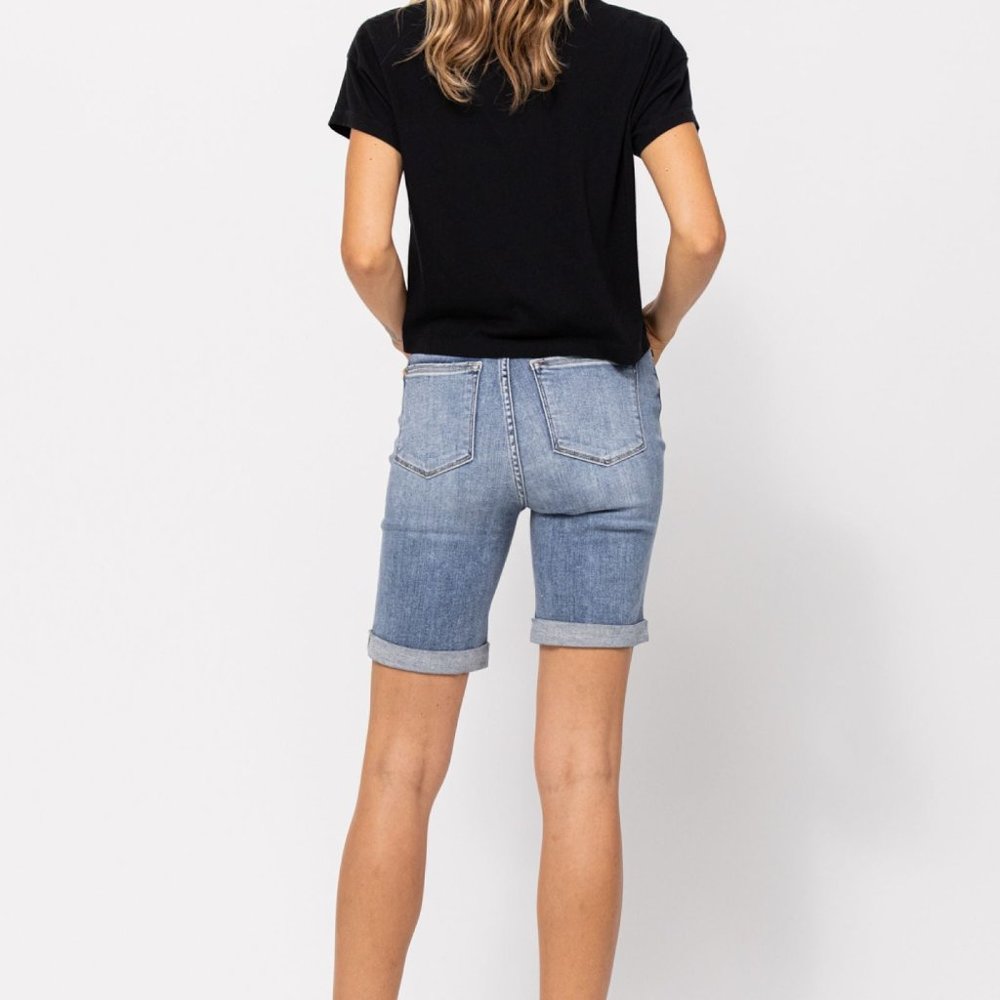 HI-RISE CUFFED BERMUDA SHORTS - Picture 3 of 4
